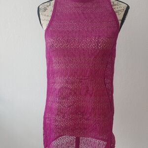 Time and Tru Magenta Lace Trim Top